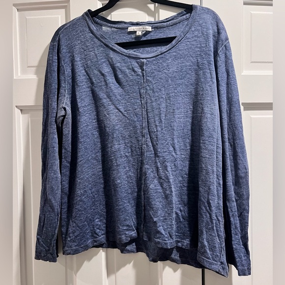 Young Fabulous & Broke Tops - Young Fabulous & Broke heather blue linen long sleeve top
